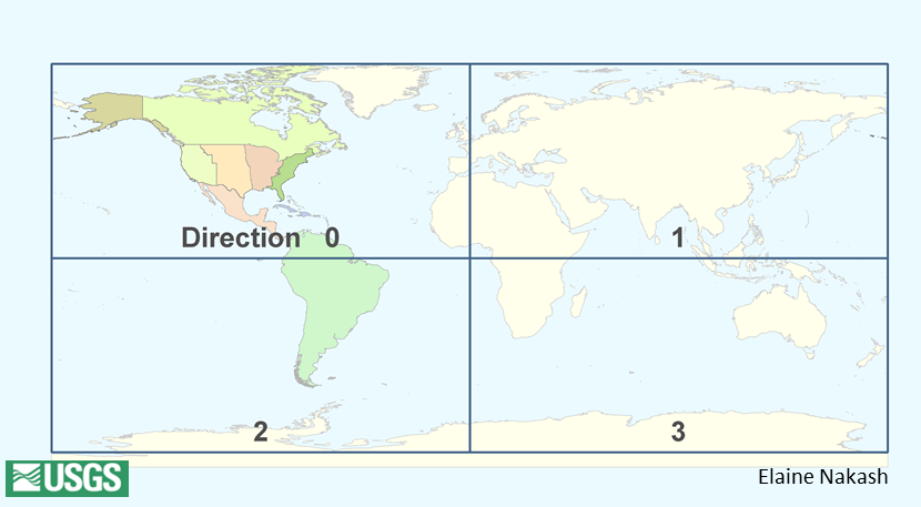 map of Earth quadrants