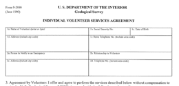 Example portion of the Volunteer Services Agreement